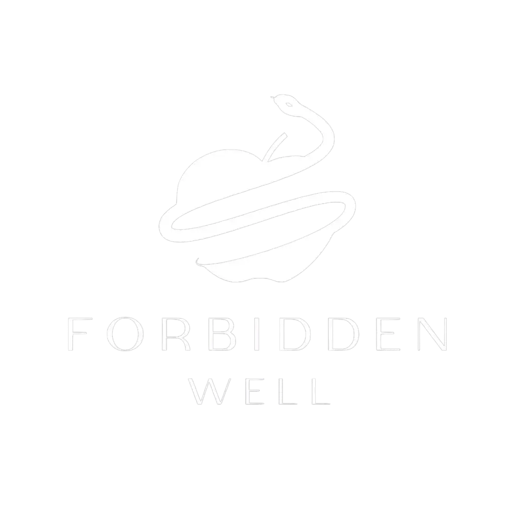 Stylish logo featuring a snake and well design, perfect for a brand called Forbidden Well.