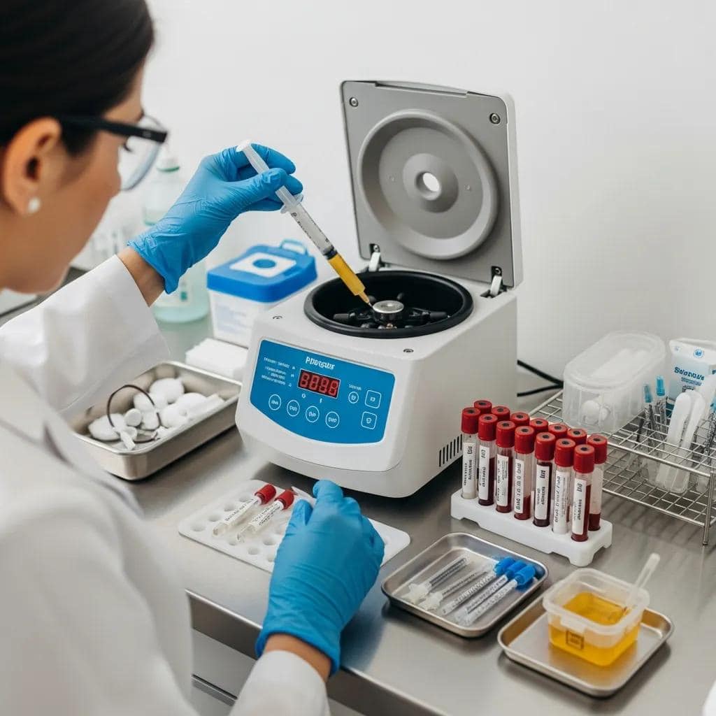 Healthcare professional preparing PRP therapy for skin rejuvenation