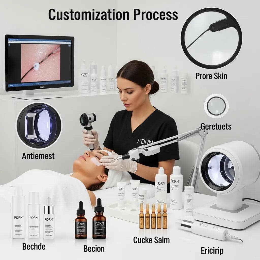 Practitioner customizing a PDRN facial treatment for individual skin needs