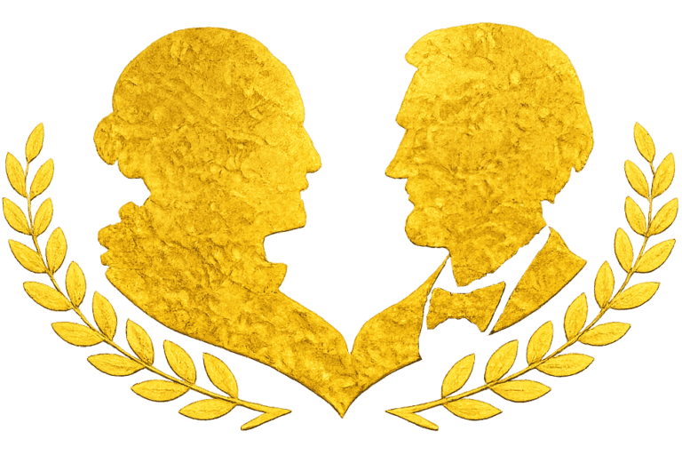 Mysterious gold silhouette art of two lovers.